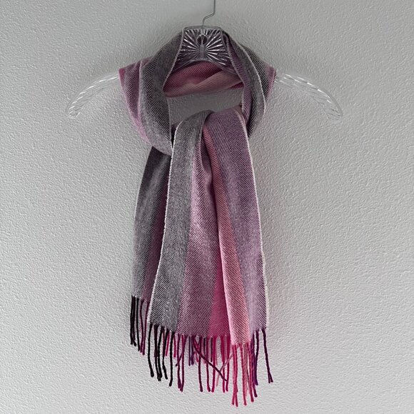 Unisex Scarf / Sash Plum, Pink, Purple Soft Stripes Fringed Ends (63x11) Cozy - Picture 2 of 2